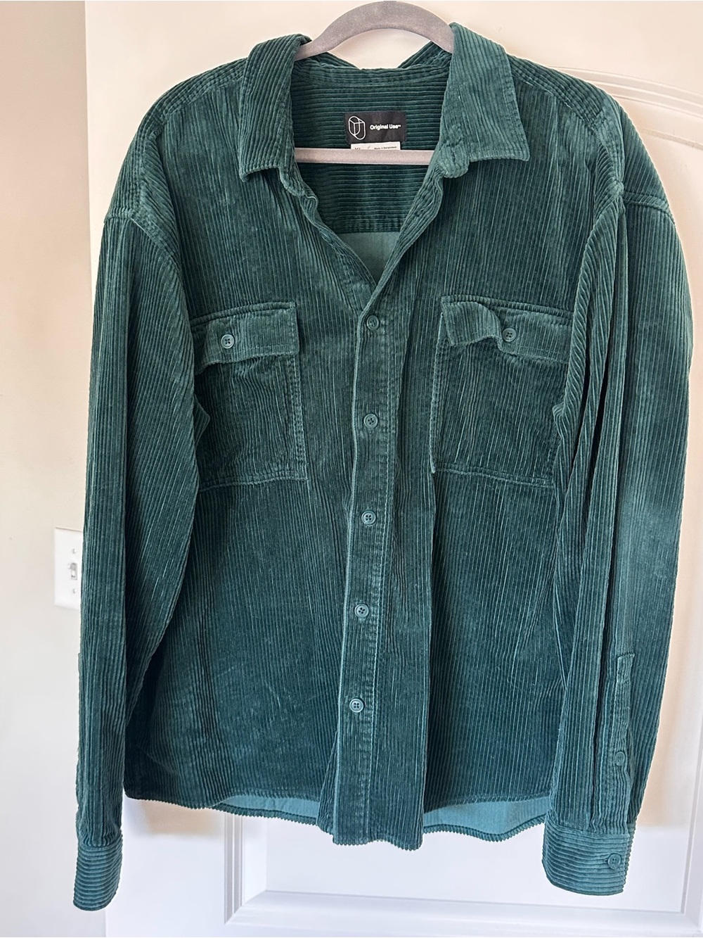 Original Use Corduroy Button-Up Shirt Jacket teal green XL